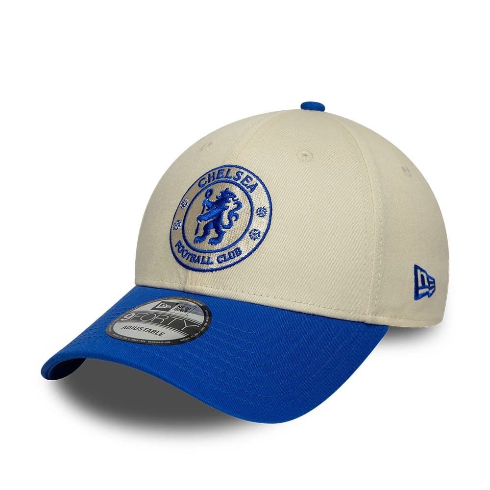 Pictured is this Chelsea FC Contrast 9FORTY cap in cream & blue. 1