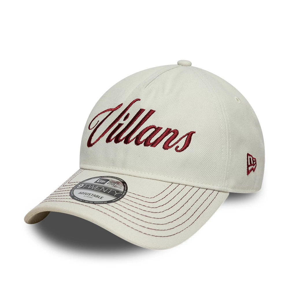 Pictured is this Aston Villa FC Villans 9TWENTY A-Frame cap in white. 3