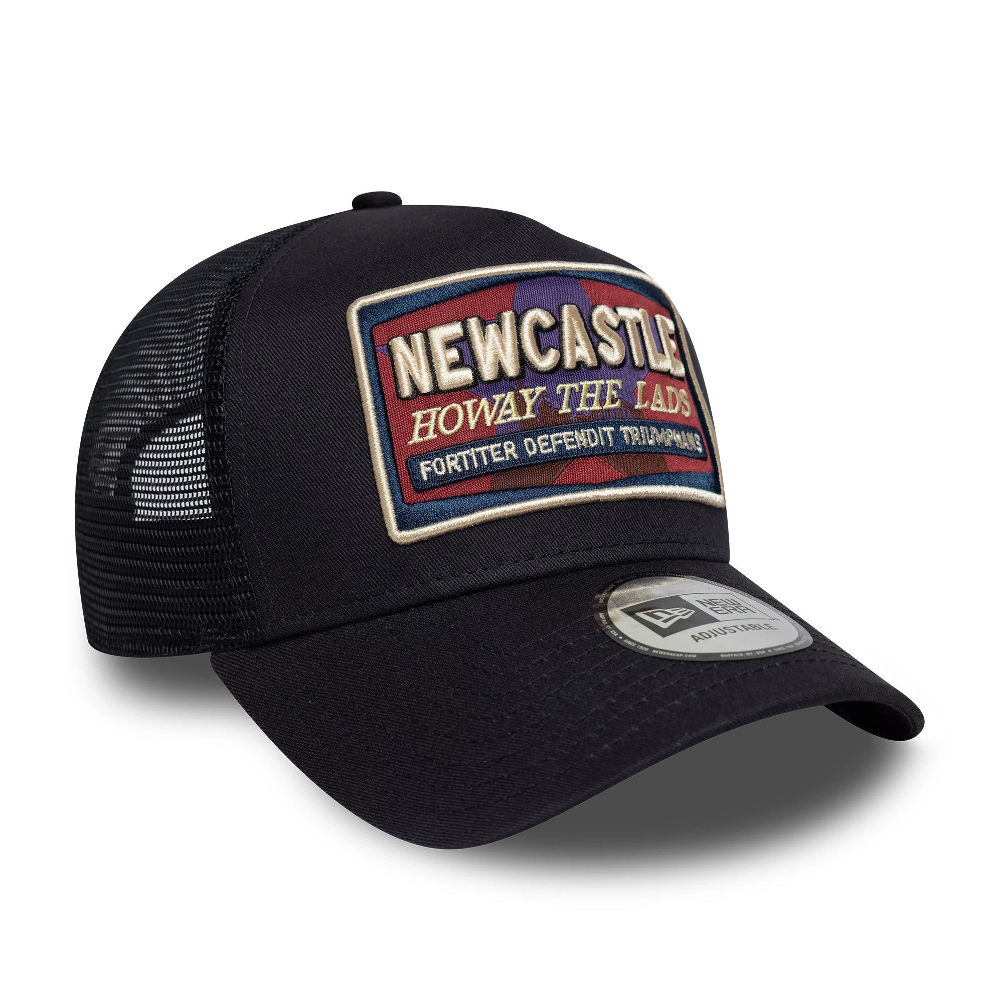 Pictured is this Newcastle United FC 9FORTY E-Frame Trucker cap in navy. 3