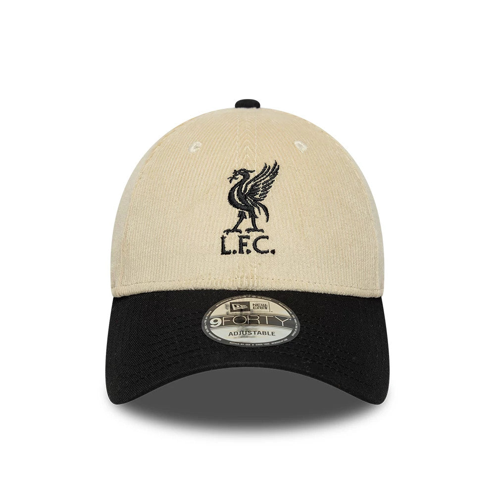 Pictured is this Liverpool FC Cord 9FORTY cap in cream & black. 2
