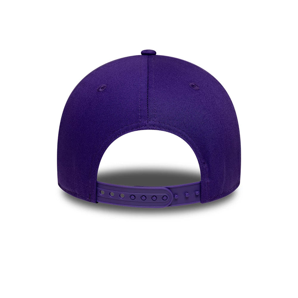 Rugby Club Toulon Laurel Dark Purple New Era 9FORTY Adjustable Cap, rear view showing the deep purple adjustable strap with multiple fastening holes and matching top button and eyelets on the structured crown.