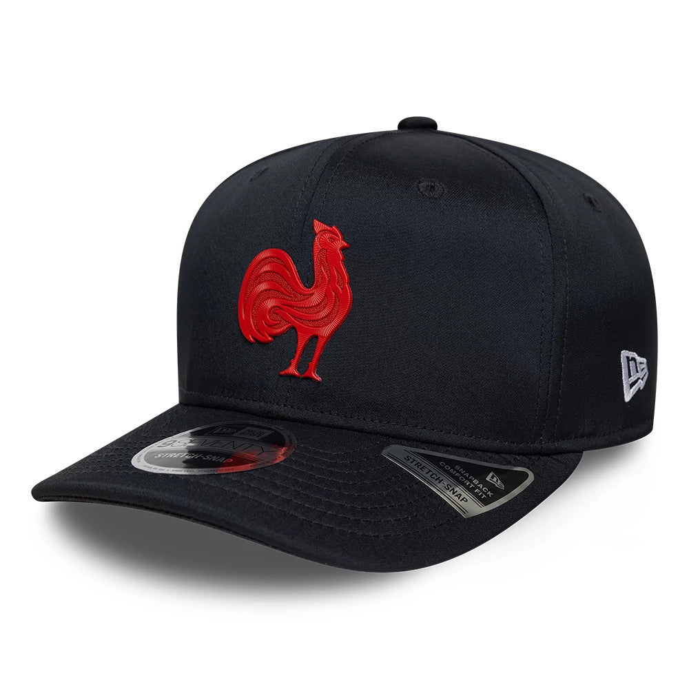 Pictured is this French Federation Of Rugby Kit 9SEVENTY Stretch Snap cap in navy. 1