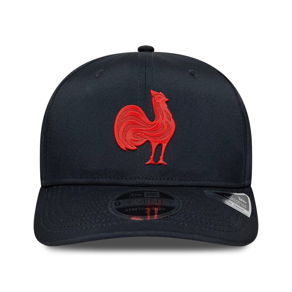 Pictured is this French Federation Of Rugby Kit 9SEVENTY Stretch Snap cap in navy. 2