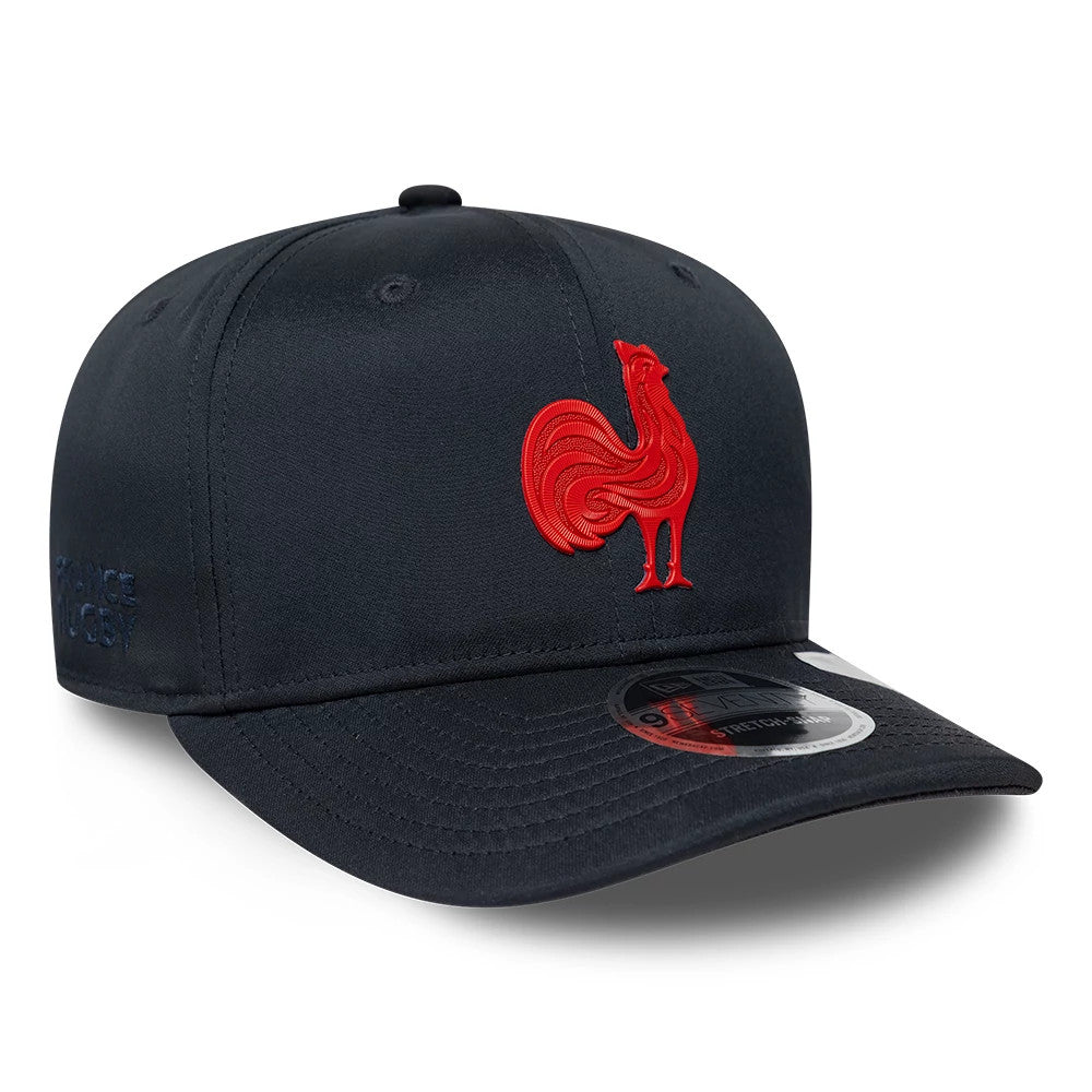 Pictured is this French Federation Of Rugby Kit 9SEVENTY Stretch Snap cap in navy. 3