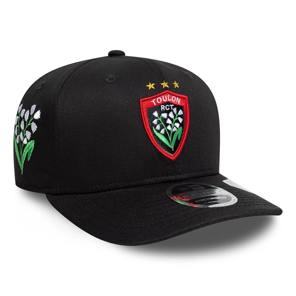 Pictured is this Rugby Club Toulon Lily 9SEVENTY Stretch Snap cap in black. 1