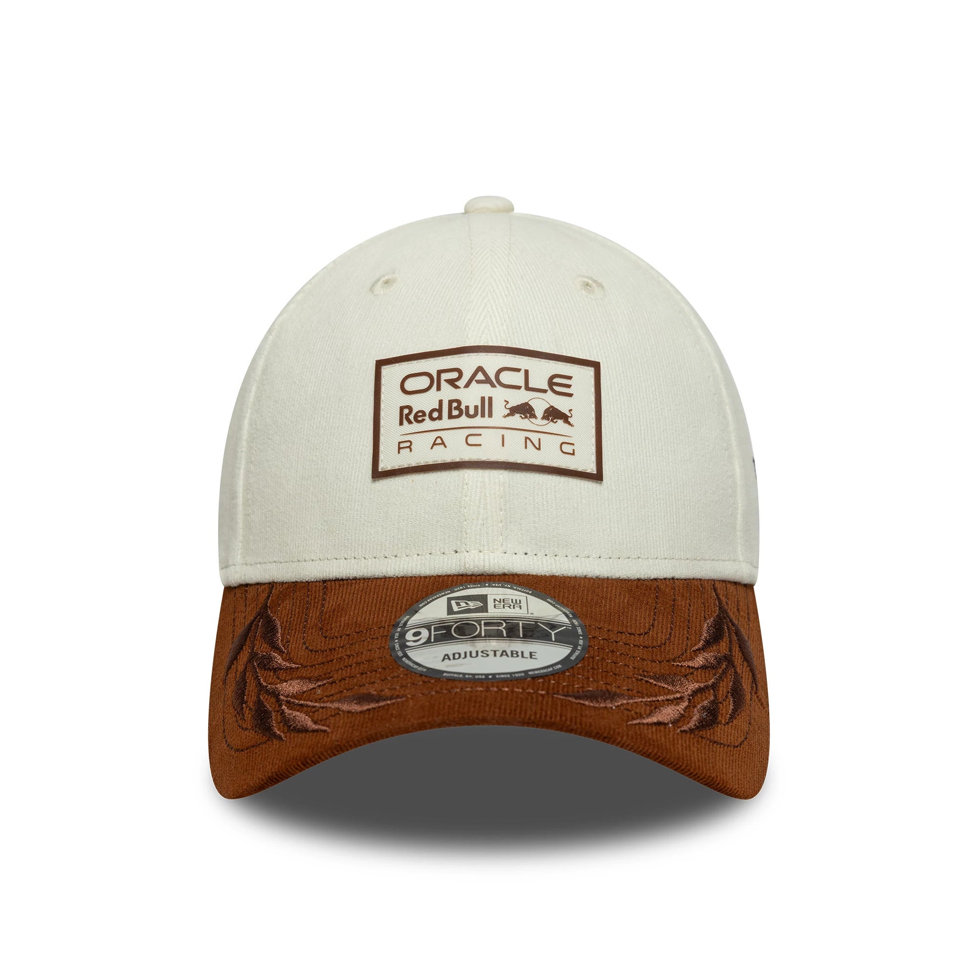 Pictured is this Red Bull Racing Cord Contrast 9FORTY cap in white & brown. 2