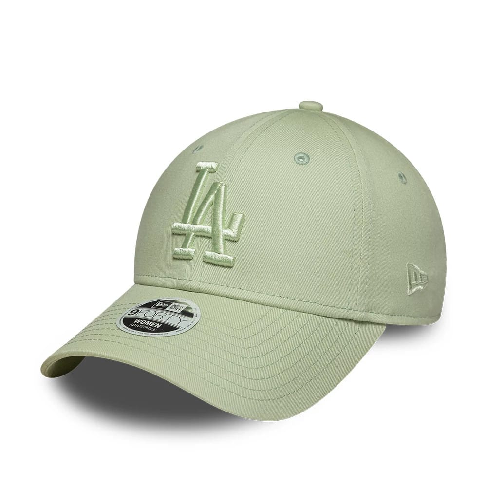 Pictured is this Womens MLB League Essential LA Dodgers 9FORTY cap in pastel green. 1