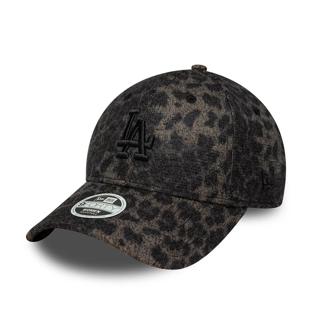Pictured is this Womens MLB Cosy Leopard LA Dodgers 9FORTY cap in black. 1