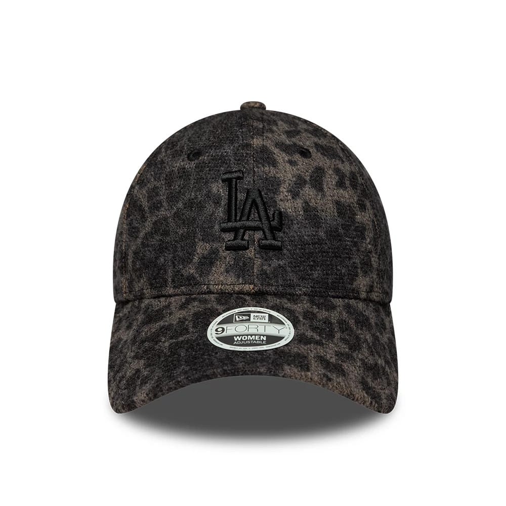Pictured is this Womens MLB Cosy Leopard LA Dodgers 9FORTY cap in black. 2