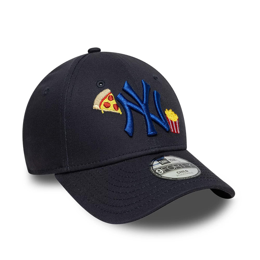 Pictured is this Child MLB Food Icon New York Yankees 9FORTY cap in navy. 3