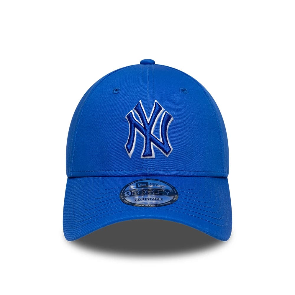 Pictured is this MLB Team Outline New York Yankees 9FORTY cap in bright blue. 2