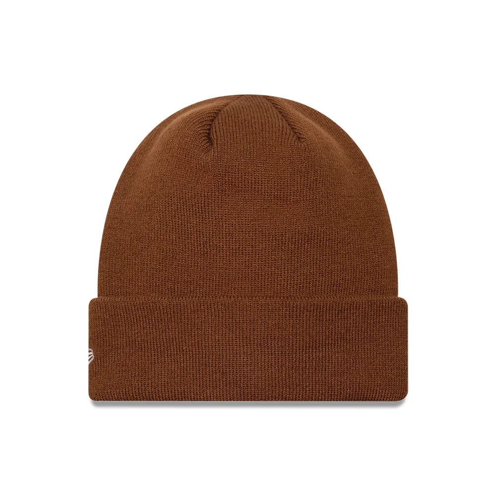 Pictured is this MLB League Essential New York Yankees Cuff Knit Beanie hat in brown. 2