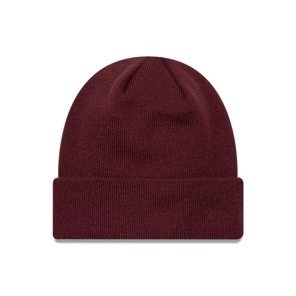 Pictured is this MLB League Essential New York Yankees Cuff Knit Beanie hat in dark red. 2