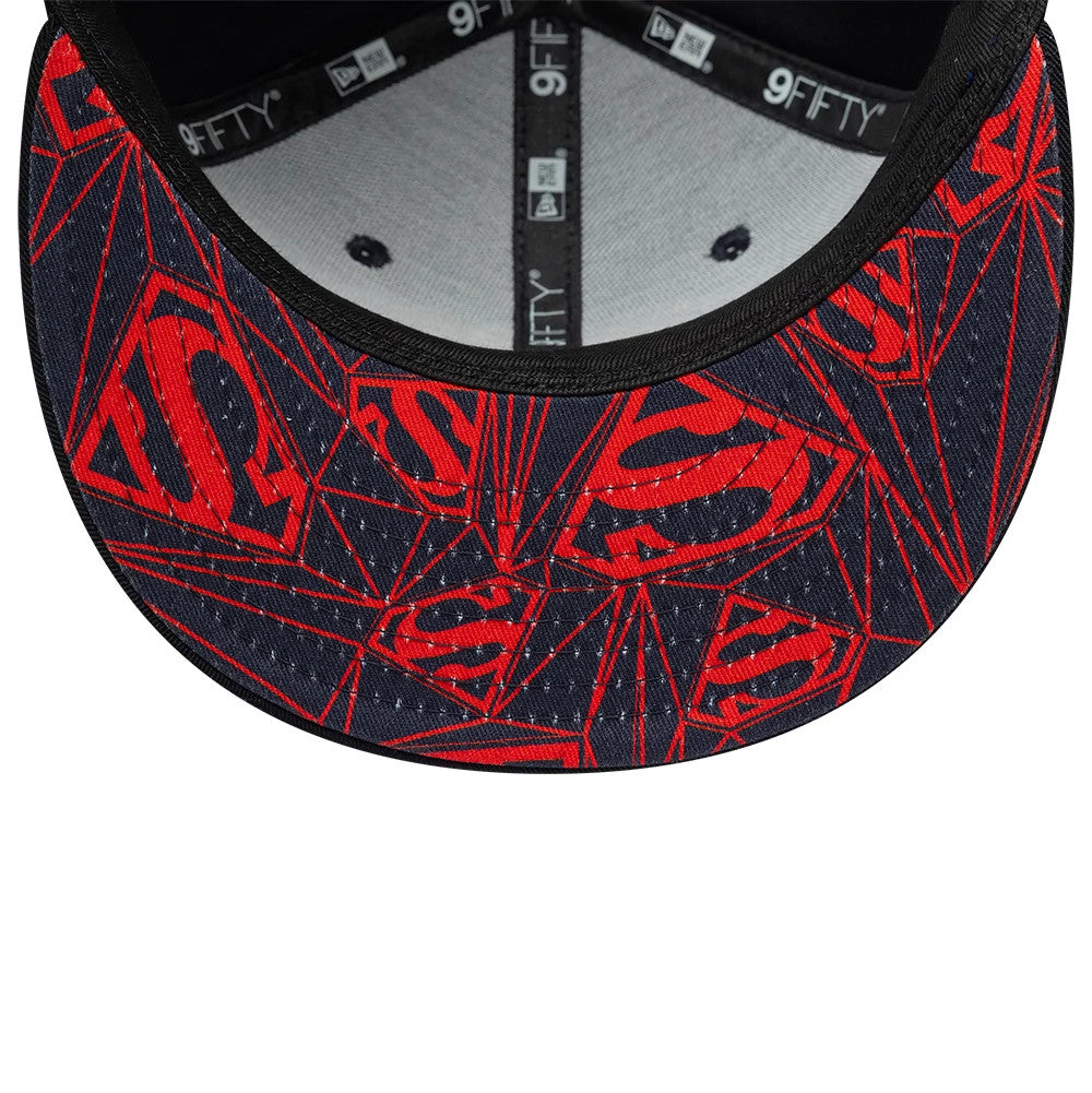 Pictured is this Youth DC Piping Superman 9FIFTY Snapback cap in blue & black. 2