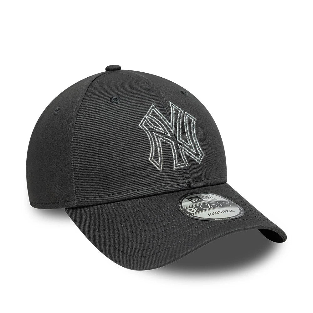 Pictured is this MLB Metallic Outline New York Yankees 9FORTY cap in charcoal. 3
