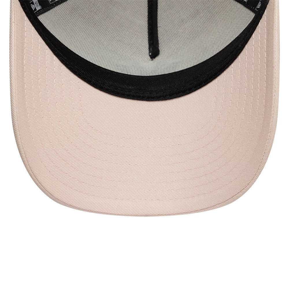 Pictured is this Youth MLB League Essential New York Yankees 9FORTY A-Frame Trucker cap in pastel pink. 5