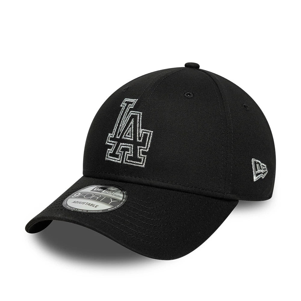 Pictured is this MLB Metallic Outline LA Dodgers 9FORTY cap in black. 1
