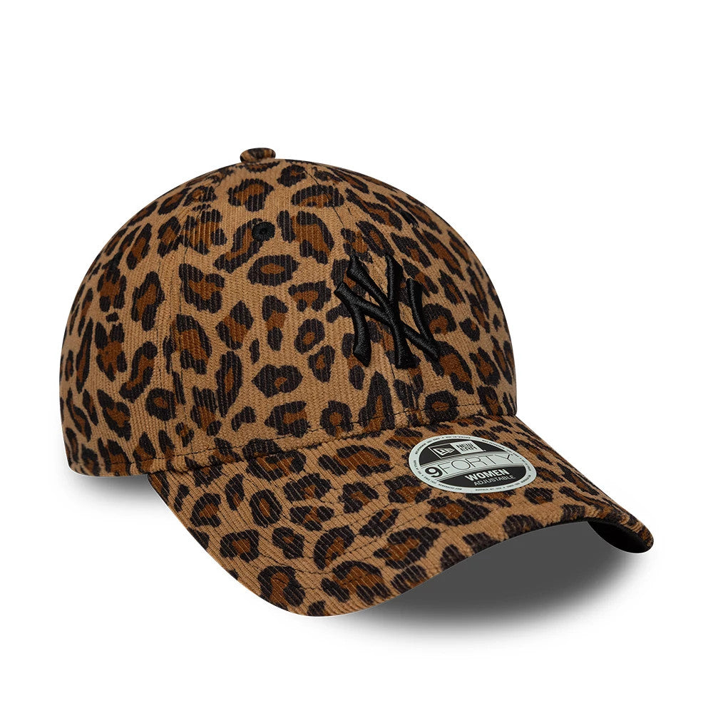 Pictured is this Womens MLB Leopard Cord New York Yankees 9FORTY cap in beige. 3
