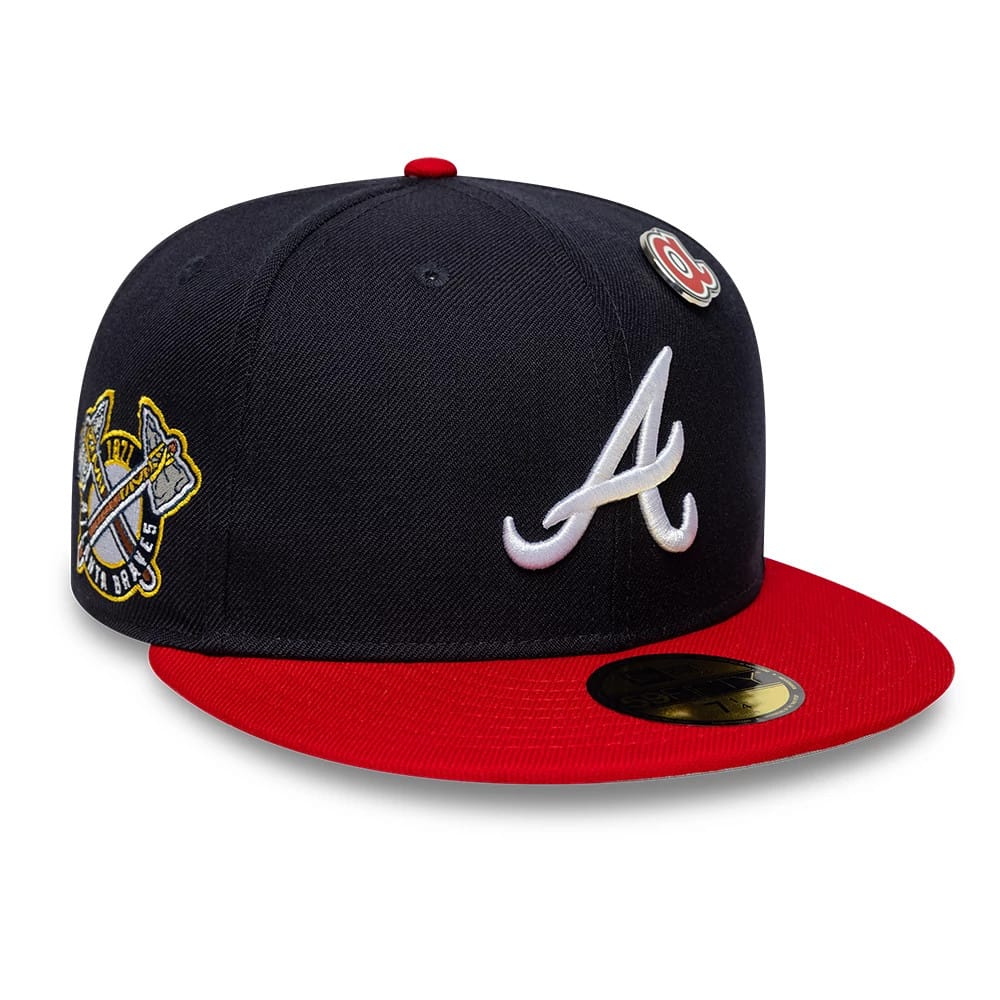 Pictured is this MLB Icon Atlanta Braves 59FIFTY Fitted cap in navy & red. 4