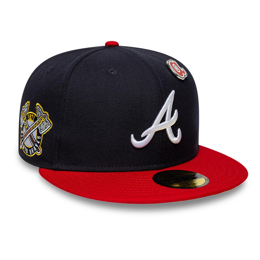 Pictured is this MLB Icon Atlanta Braves 59FIFTY Fitted cap in navy & red. 4