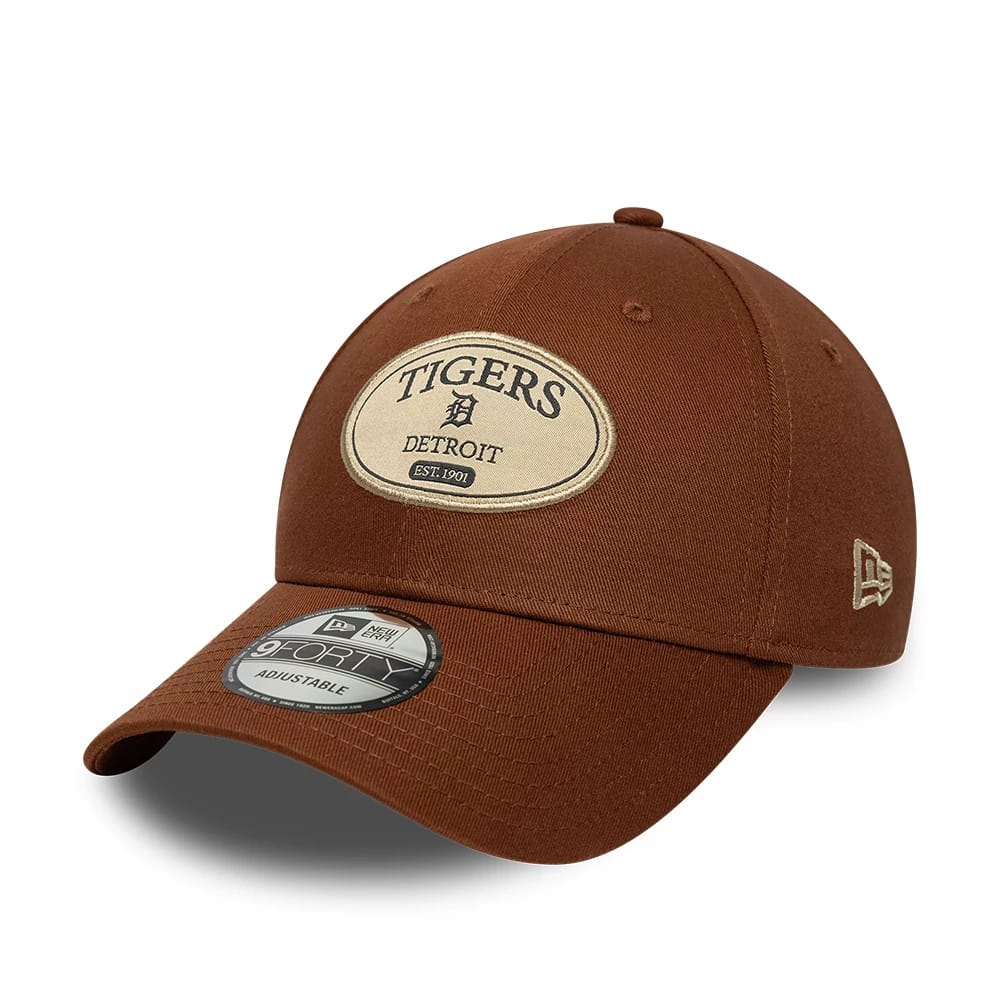 Pictured is this MLB Patch Detroit Tigers 9FORTY cap in brown. 1