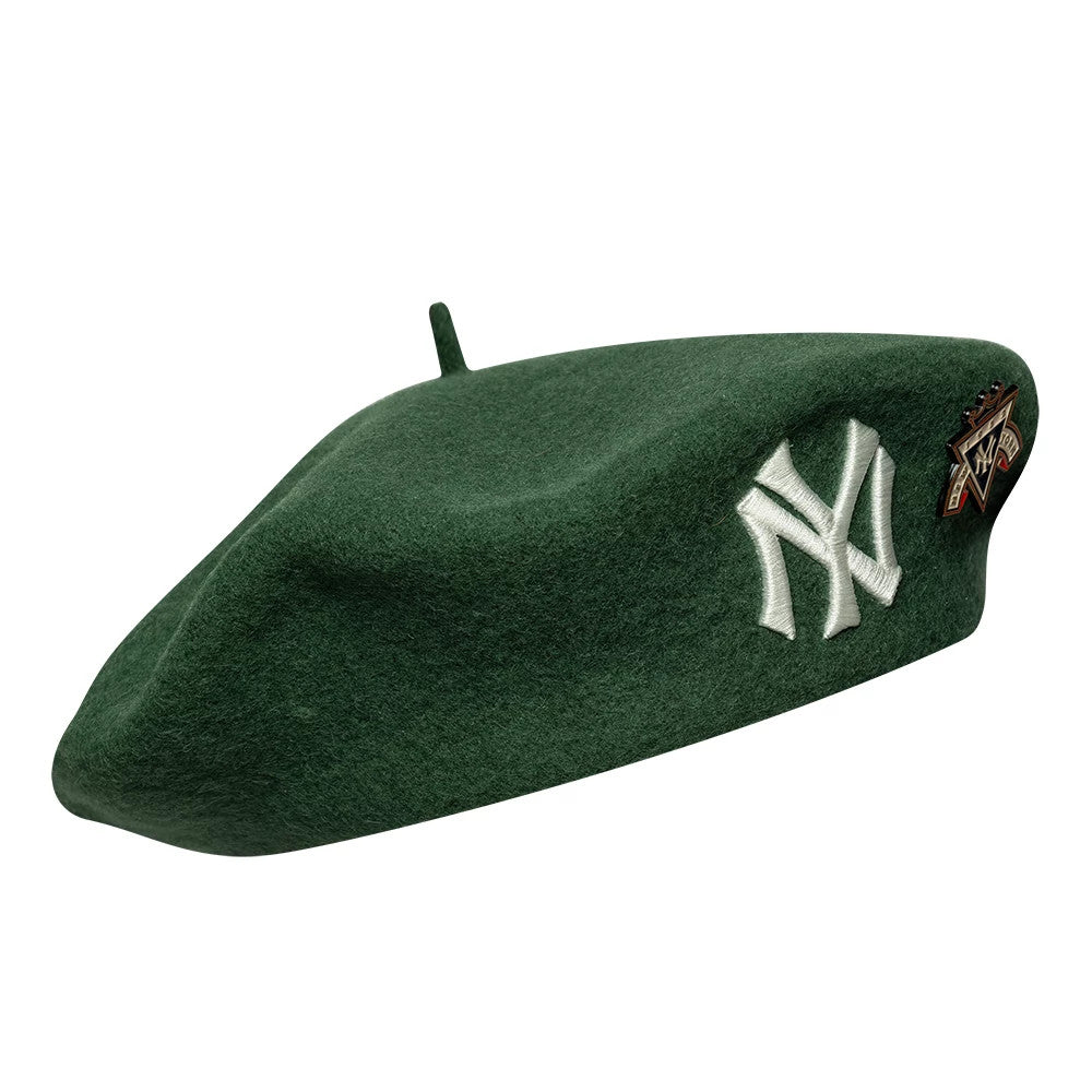 Pictured is this MLB Cooperstown Pin New York Yankees Beret in dark green. 3