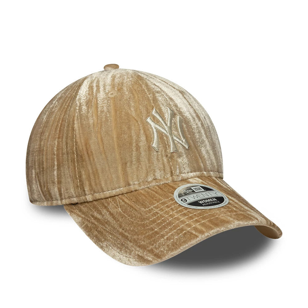 Pictured is this Womens MLB Velour New York Yankees 9TWENTY cap in beige. 4