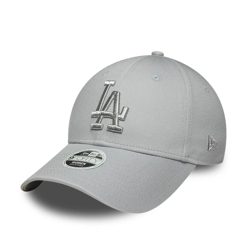 Pictured is this Womens MLB Metallic LA Dodgers 9FORTY cap in grey. 1