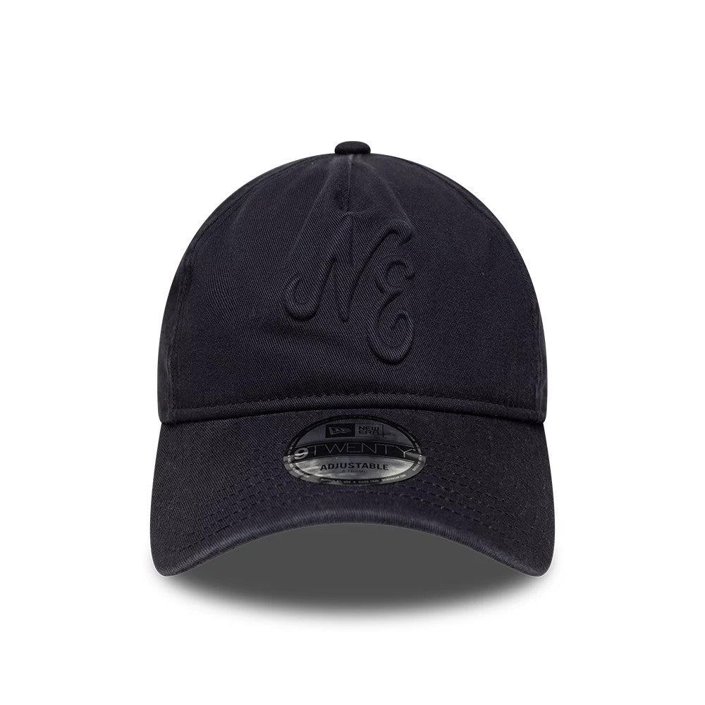 Pictured is this New Era Embossed 9TWENTY A-Frame cap in navy. 2