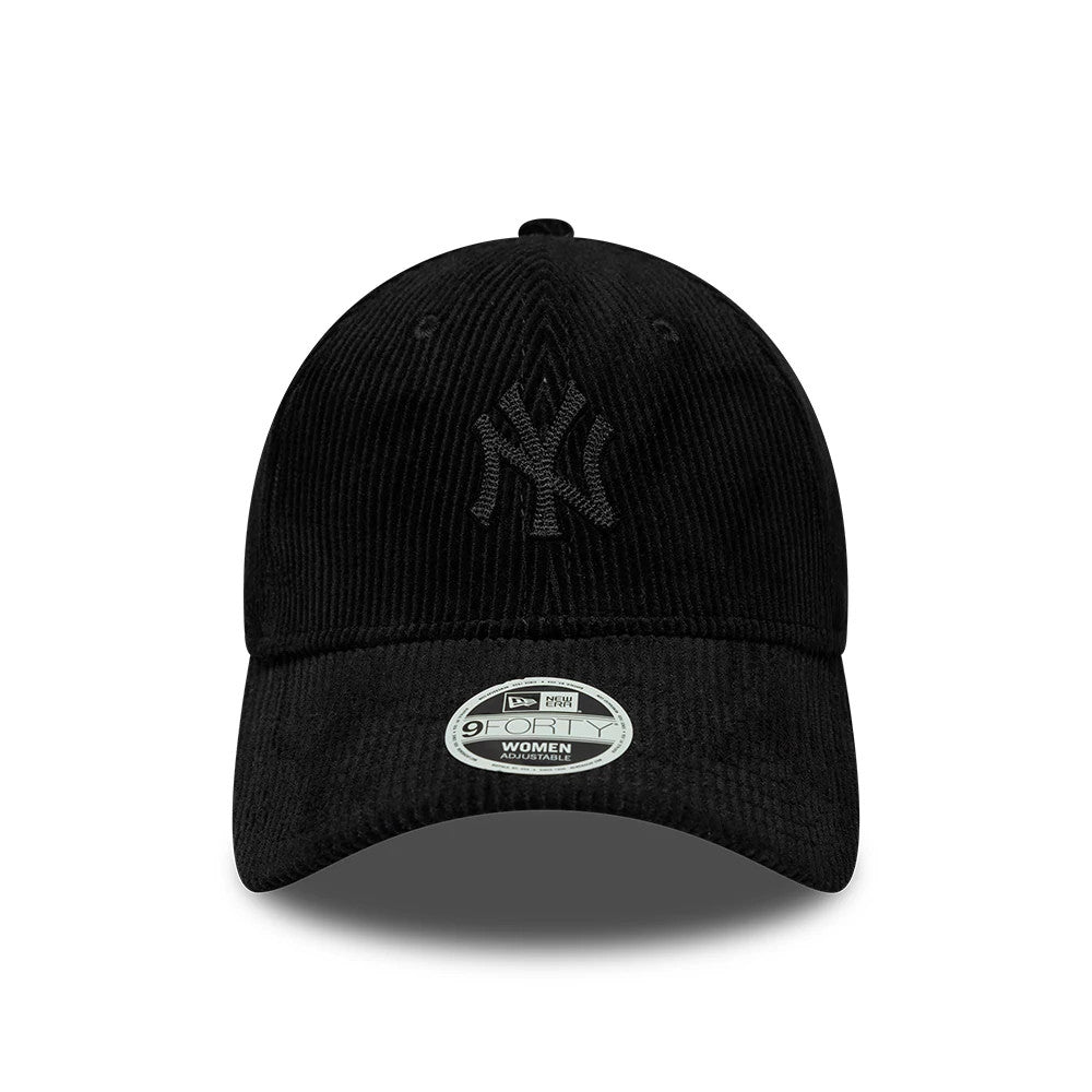 Pictured is this Womens MLB Cord New York Yankees 9FORTY cap in black. 2