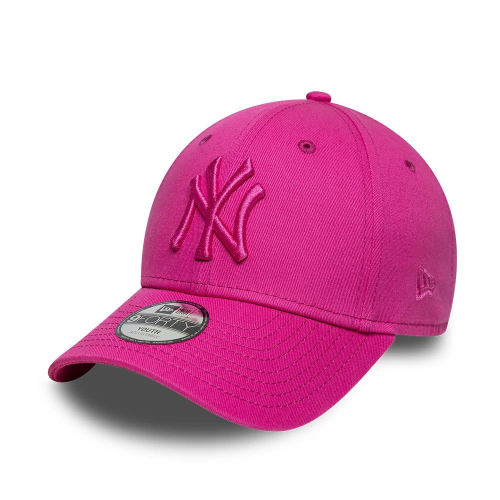 Pictured is this Youth MLB League Essential New York Yankees 9FORTY cap in bright pink. 1