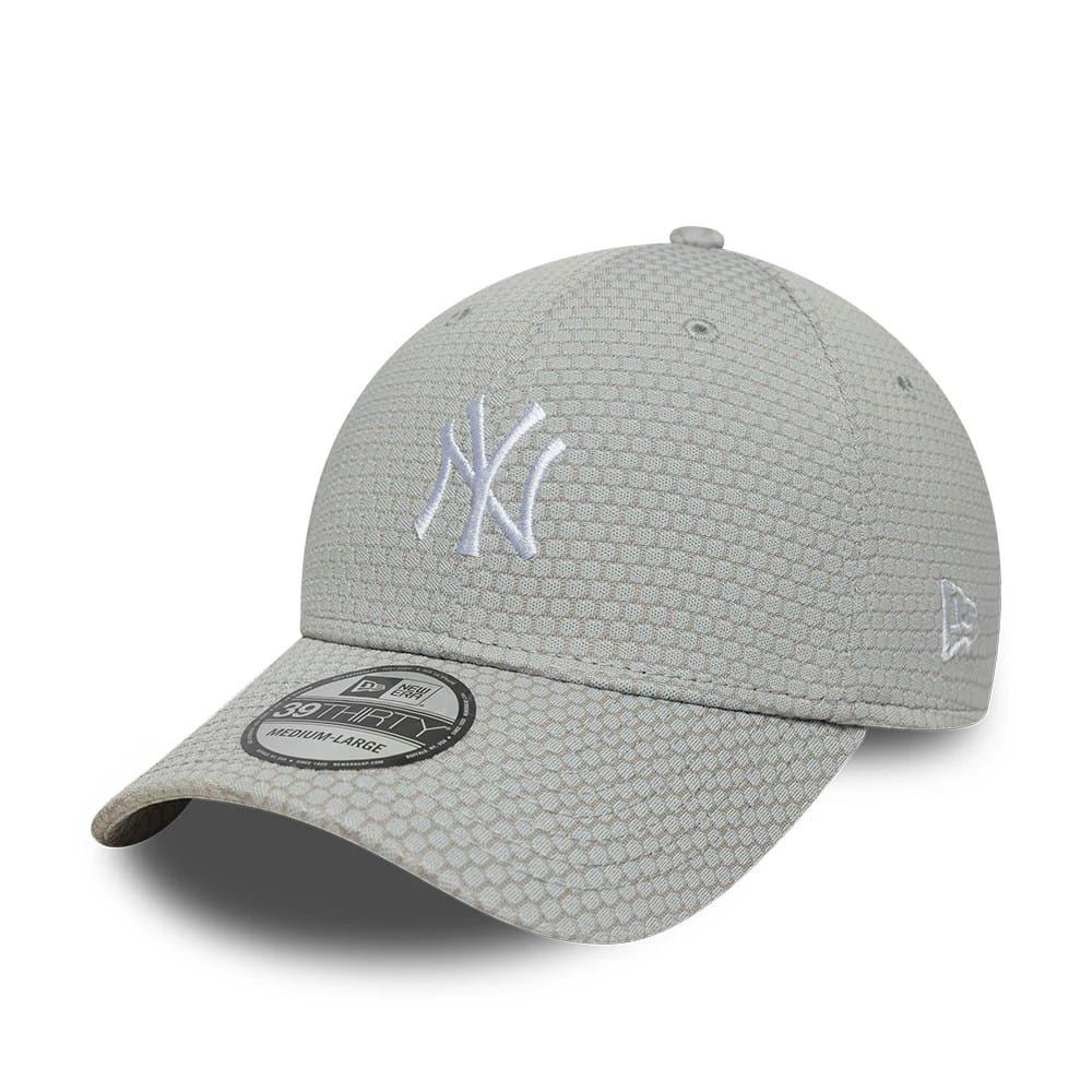 Pictured is this MLB Stretch Mesh New York Yankees 39THIRTY Stretch Fit cap in grey. 1