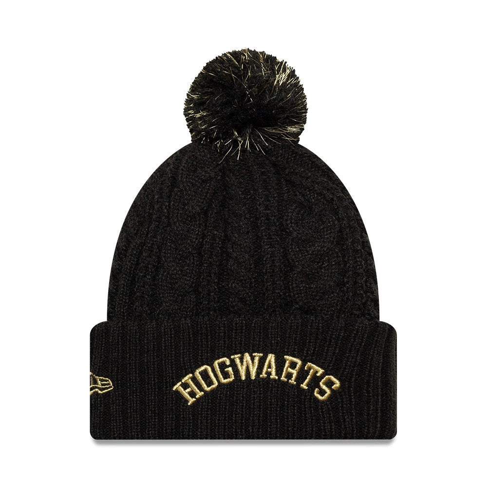 Pictured is this Youth Harry Potter Hogwarts Cuff Knit Beanie hat in black. 2