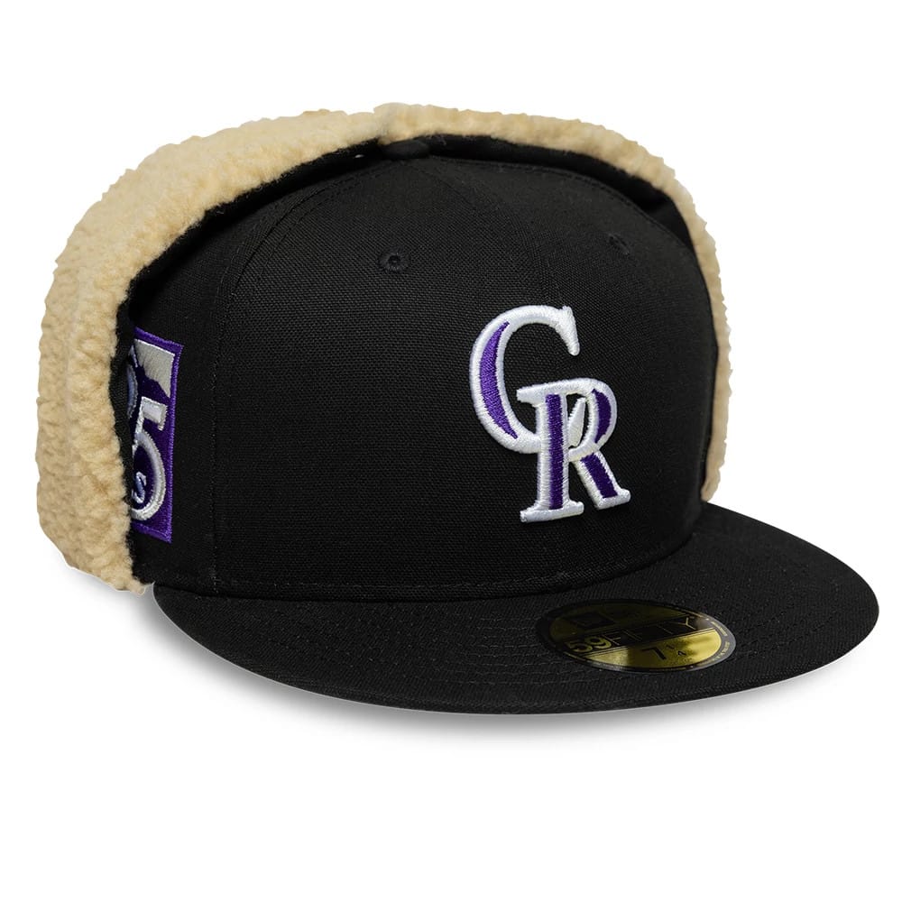 Pictured is this MLB World Series Colorado Rockies Dogear 59FIFTY Fitted cap in black. 1