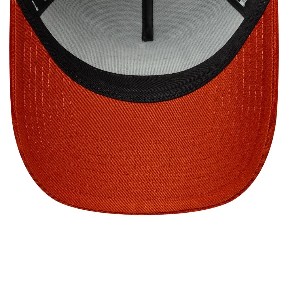 Pictured is this New Era Patch Cord 9FORTY A-Frame Trucker cap in navy. 5