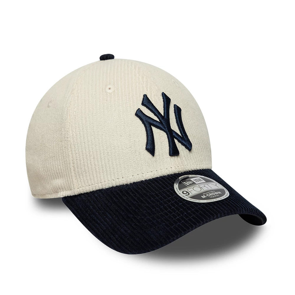 Pictured is this Youth MLB Cord New York Yankees 9FORTY M-Crown cap in white & black. 3