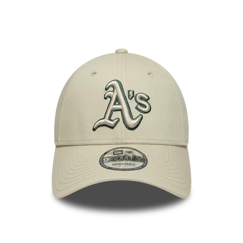 Pictured is this MLB Team Outline Athletics 9FORTY cap in cream. 2