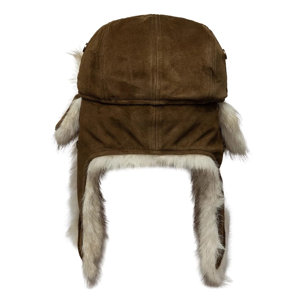Pictured is this New Era Suede Trapper hat in brown. 4