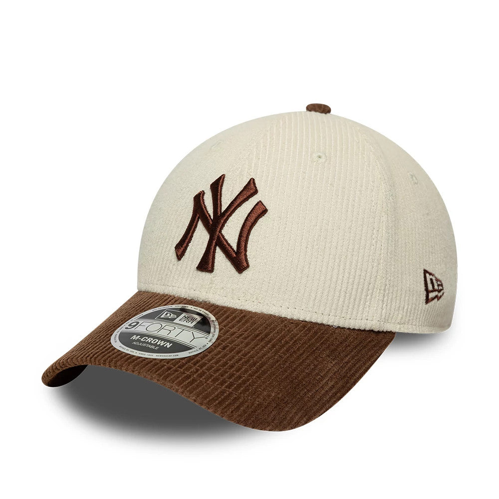 Pictured is this MLB Cord New York Yankees 9FORTY M-Crown cap in cream & brown. 1
