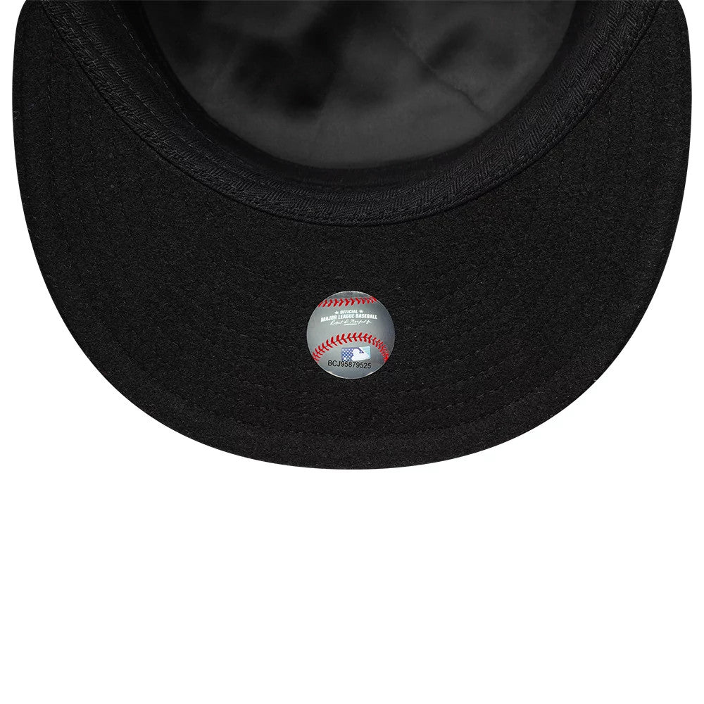 Pictured is this MLB Cooperstown Pin New York Yankees Pillbox Adjustable cap in black. 6