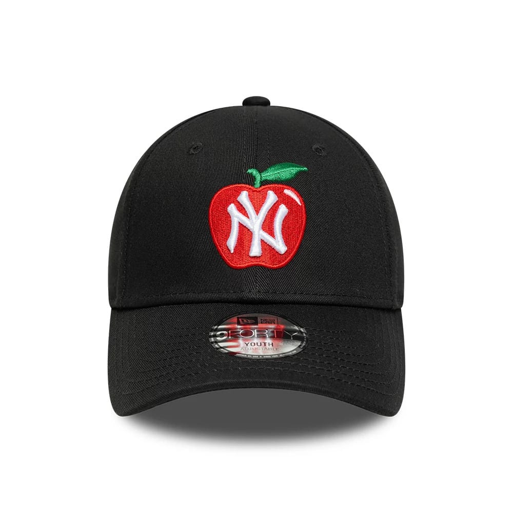 Pictured is this Youth MLB Fruit Icon New York Yankees 9FORTY cap in black. 2