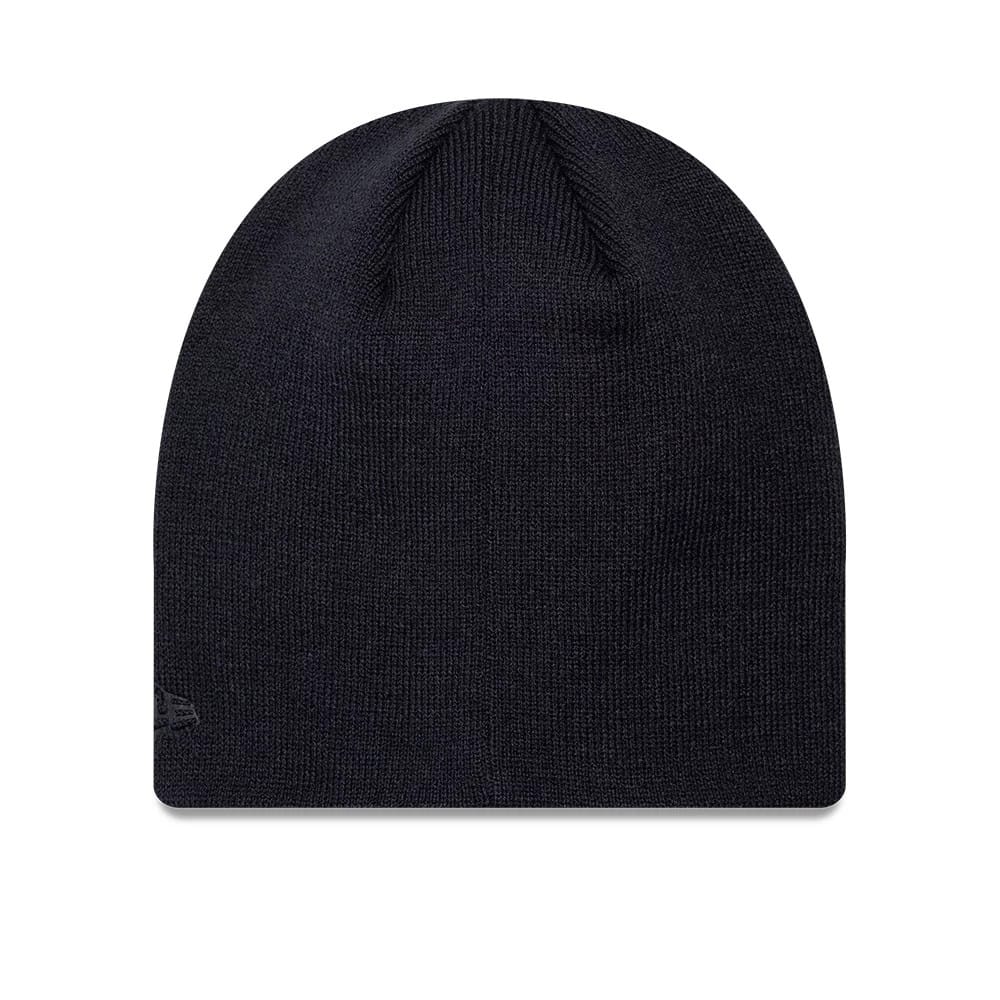 Pictured is this MLB Script New York Yankees Skull Knit Beanie hat in navy. 2