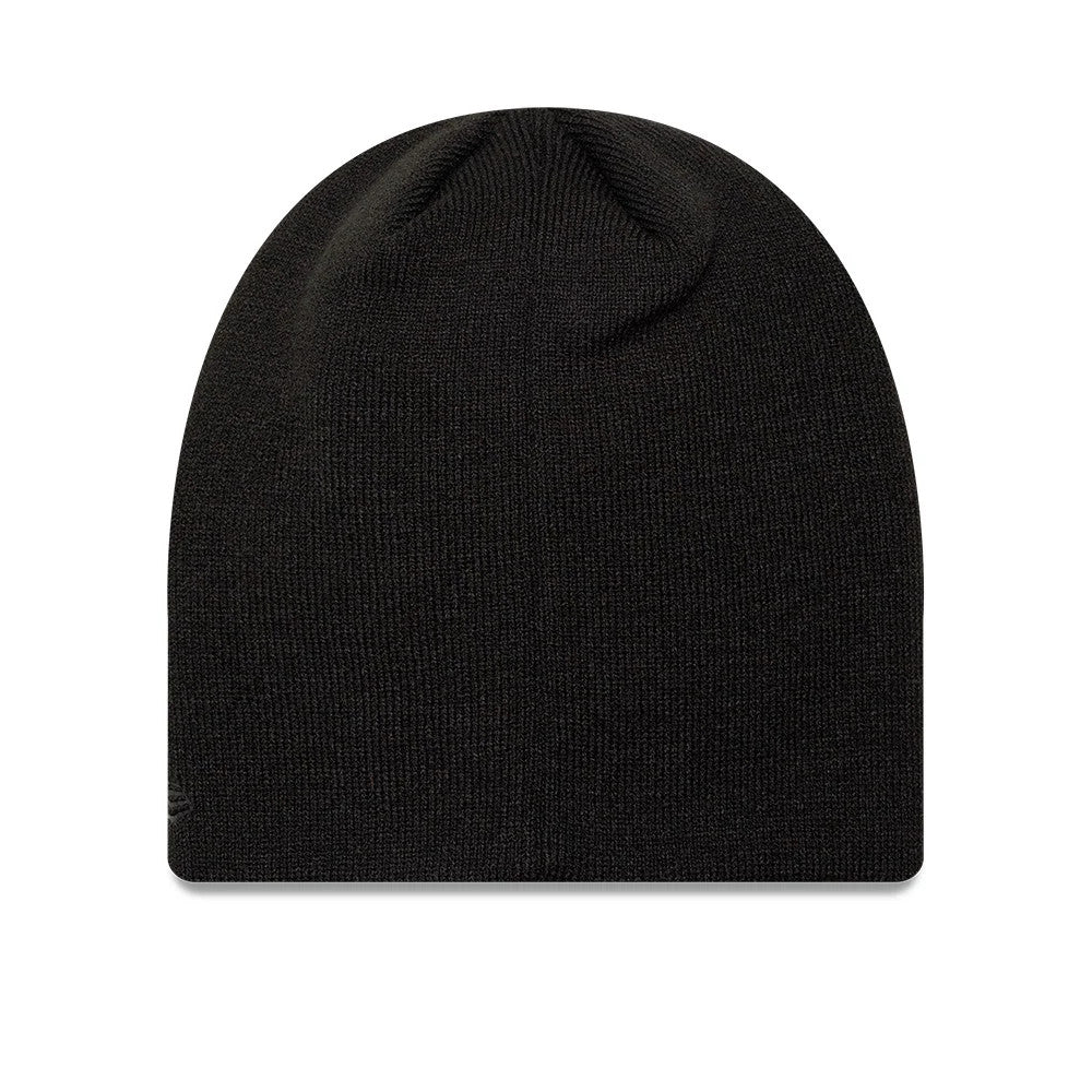Pictured is this NBA wordmark Chicago Bulls Skull Knit Beanie hat in black. 2