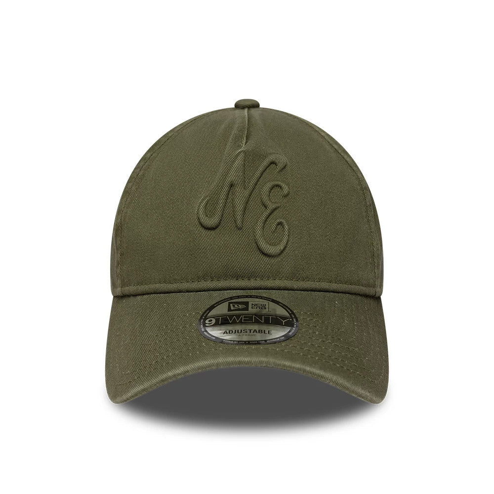 Pictured is this New Era Embossed 9TWENTY A-Frame cap in green. 2