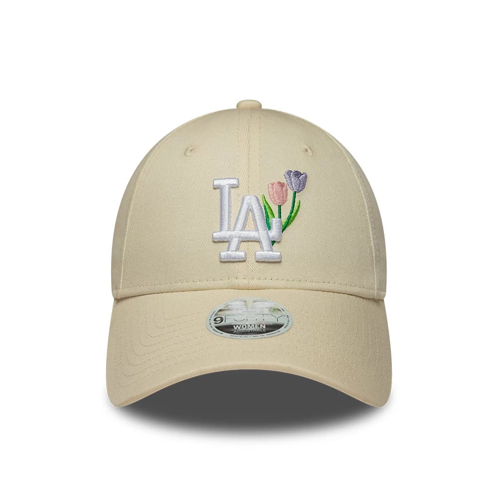 Pictured is this Womens MLB Flower Icon LA Dodgers 9FORTY cap in cream. 2