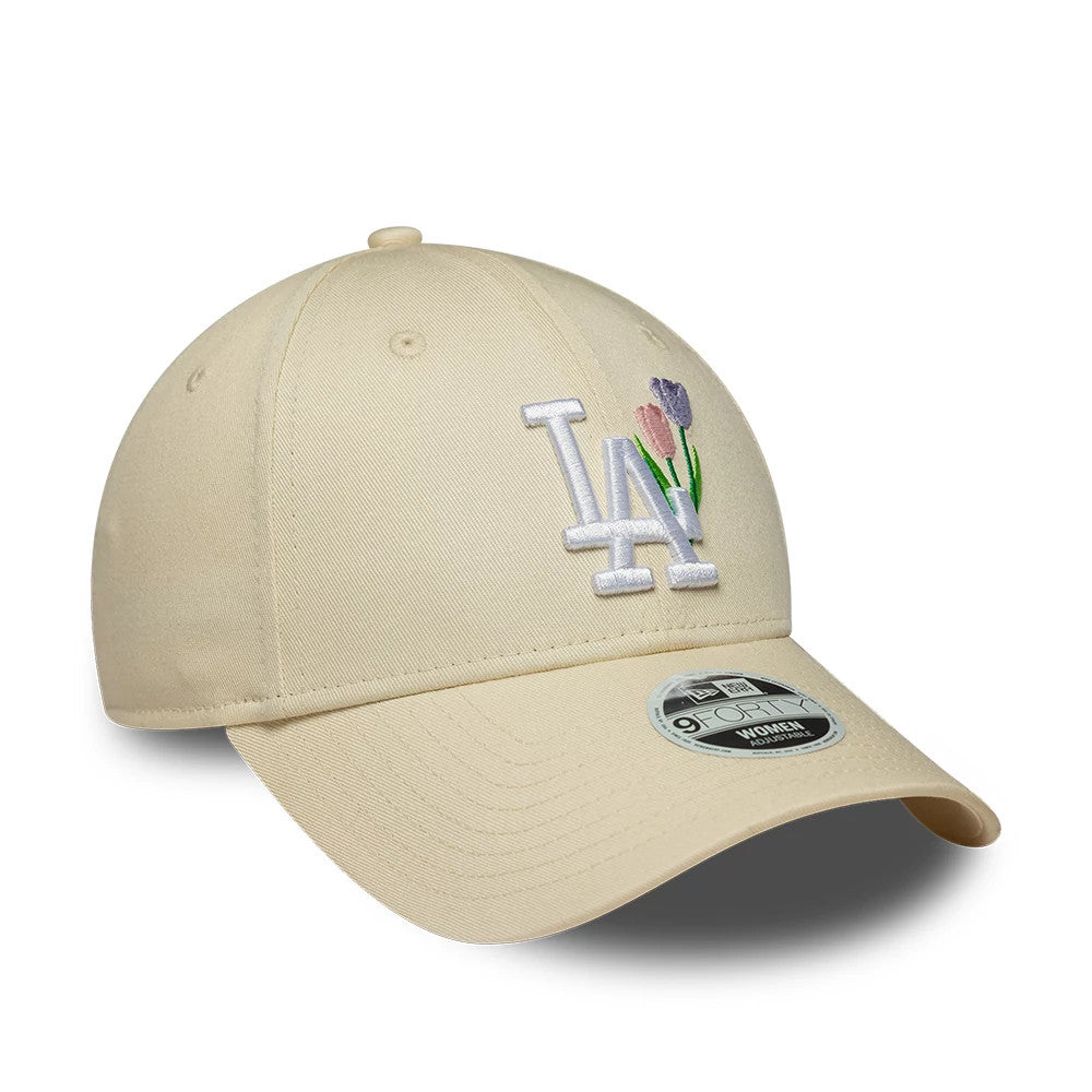 Pictured is this Womens MLB Flower Icon LA Dodgers 9FORTY cap in cream. 3