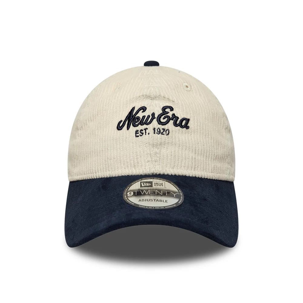 Pictured is this New Era Cord Mix 9TWENTY cap in cream & navy. 2