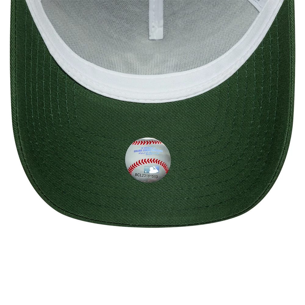 Pictured is this MLB League Essential New York Yankees 9FORTY A-Frame Trucker cap in dark green. 5