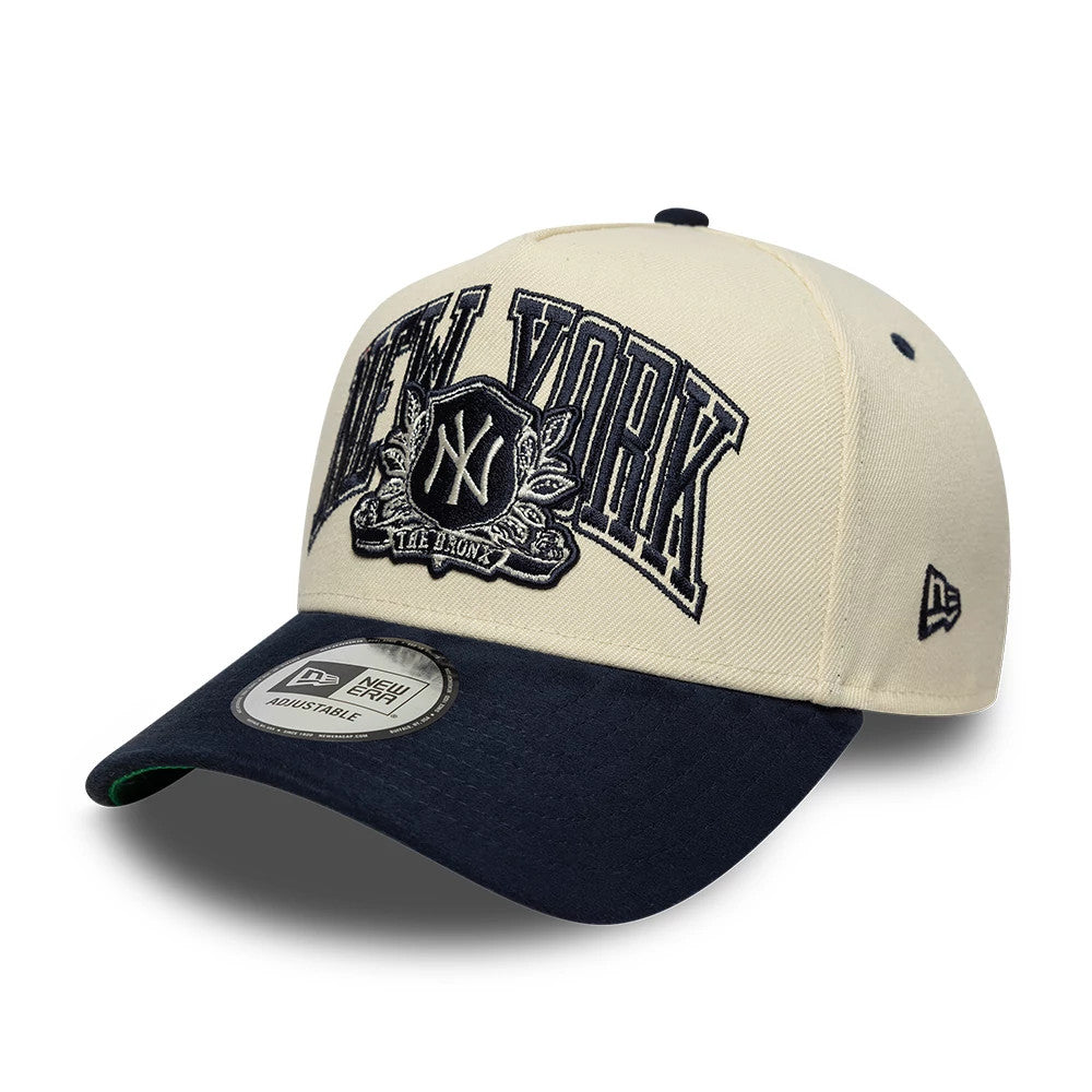 Pictured is this MLB Suede New York Yankees 9FORTY E-Frame cap in cream. 1