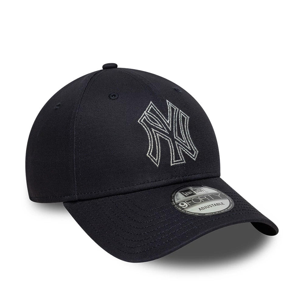 Pictured is this MLB Metallic Outline New York Yankees 9FORTY cap in navy. 3